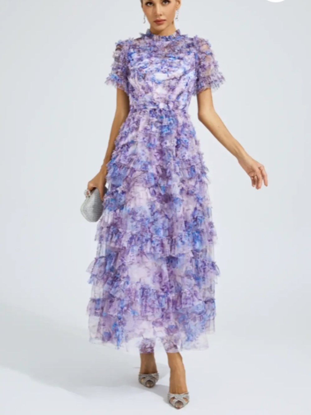 Catchall Saroyan Purple Floral Midi Dress